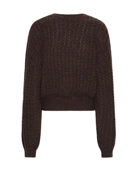 ROTATE BIRGER CHRISTENSEN Brown Long-Sleeved Crew Neck Sweater