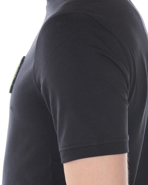Emporio Armani Blue Short-Sleeved Logo-Mounted T-Shirt for men
