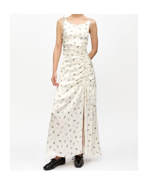 Ganni White Maxi Ruched Dress