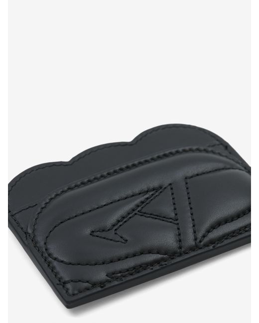 McQueen Black Logo Embroidered Quilted Card Holder