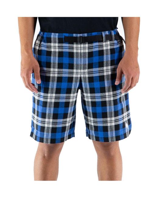 Marcelo Burlon Blue County Of Milan Belted Checked Shorts for men