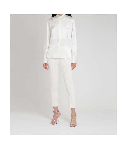 Brunello Cucinelli White Long Sleeved Curved Hem Shirt
