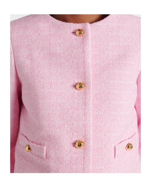 Patou Pink Tweed Button-Down Casual Jacket