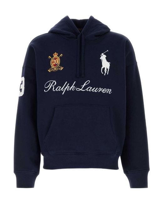 Polo Ralph Lauren Blue Ralph Lauren Logo Printed Drawstring Hoodie for men