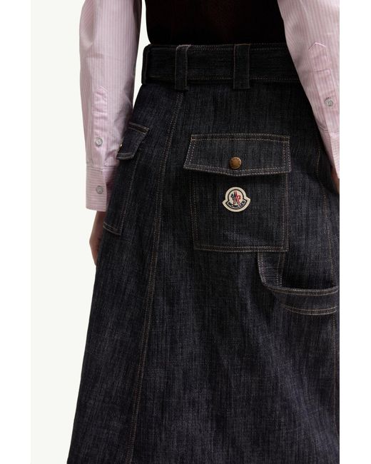 Moncler Blue Buckled Button Detailed Skirt