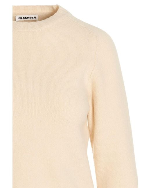 Jil Sander Natural Long-Sleeved Crewneck Knitted Jumper
