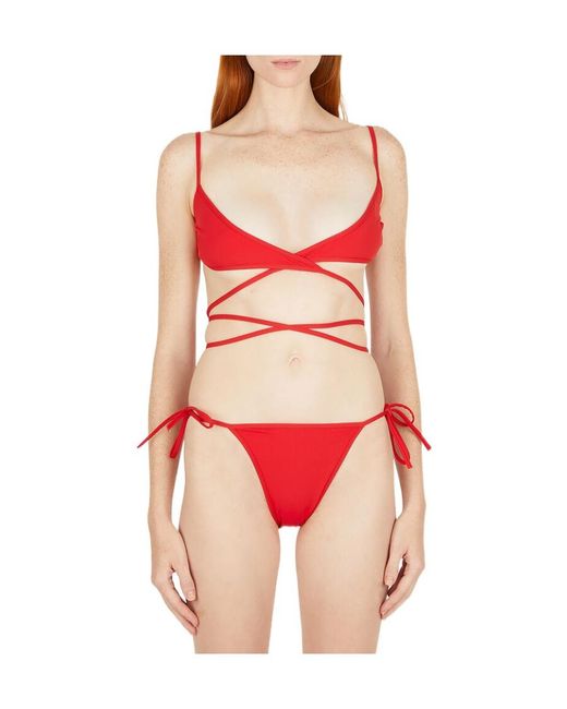 Balenciaga Red Wrap Bikini Set