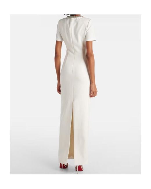 Roland Mouret White Embellished Crêpe Gown