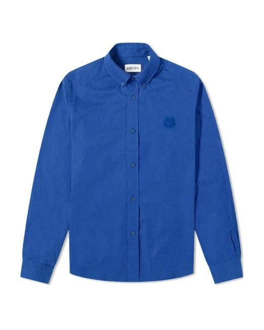 KENZO Blue Tonal Tiger Patch Shirt for men
