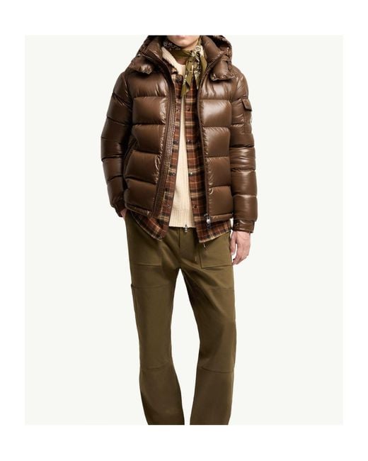 Moncler Brown Maya Hooded Short Down Jacket for men