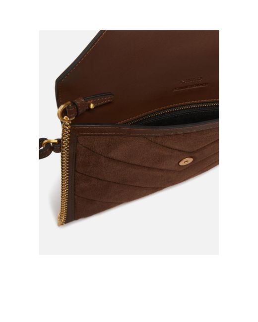Pinko Brown Magnetic Fastened Quilted Clutch Bag