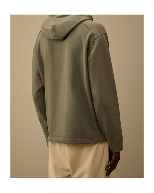 C P Company Green Light Fleece Half Zip Lens Sweatshirt for men