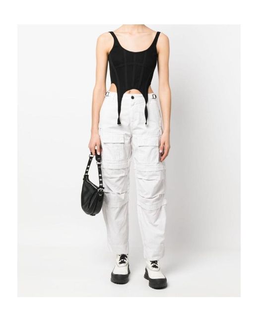 DARKPARK White Cargo Pocket Jeans