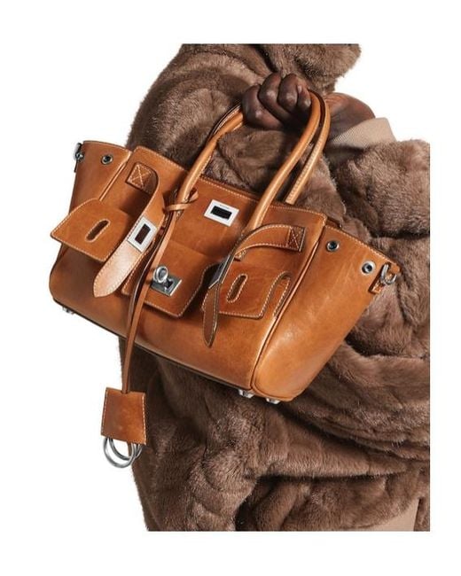 Balenciaga Brown Twist-Lock Top Handle Bag