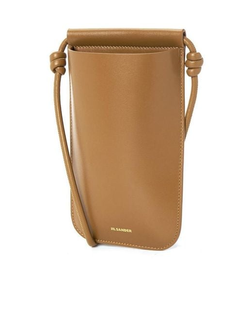 Jil Sander Brown Single Shoulder Phone Bag