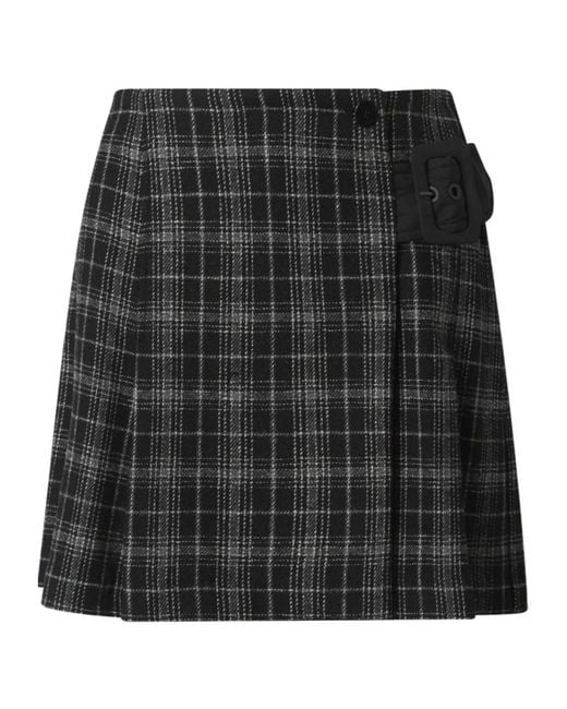 Pinko Black Plaid Midi Skirt
