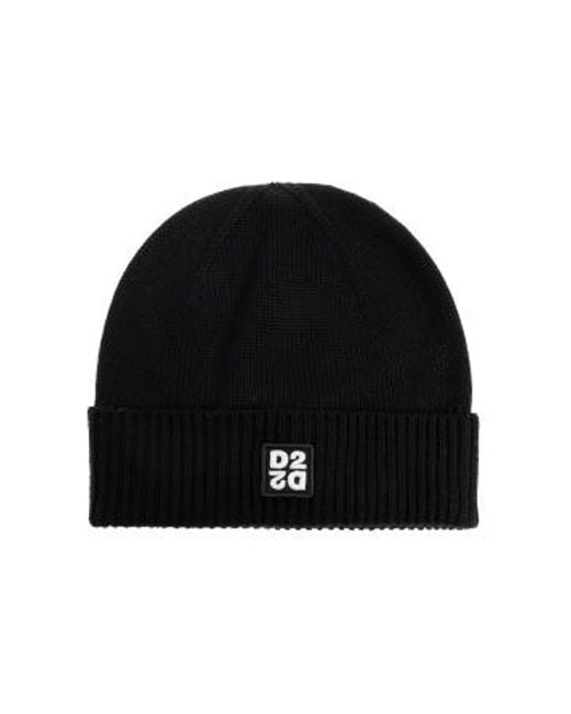 DSquared² Black Set: Hat And Scarf for men