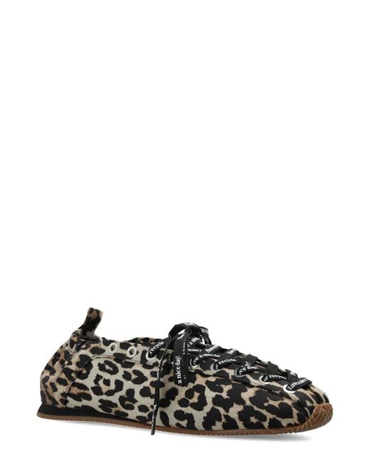 Ganni Black Leopard Sporty Ballerina Shoes