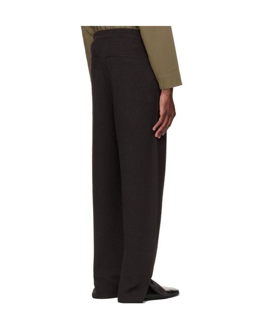 Homme Plissé Issey Miyake Black Elastic Waist Knit Casual Pants for men