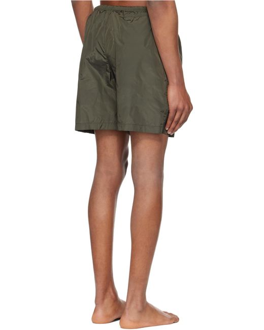Palm Angels Green Curved Logo Elastic Waist Swim Shorts for men