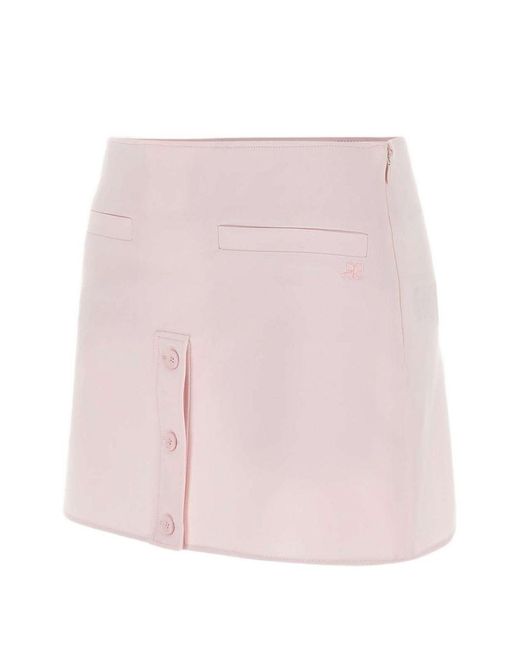 Courreges Pink Courrèges Logo-Detail Zipped Mini Skirt