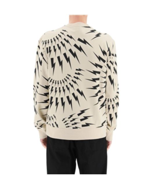 Neil Barrett Natural Thunderbolt-Print Cotton Sweatshirt for men