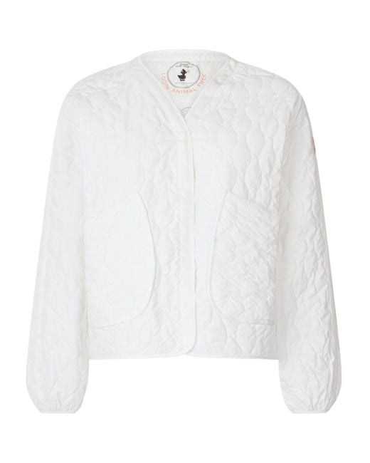 Save The Duck White Quilted-Pattern Jacket