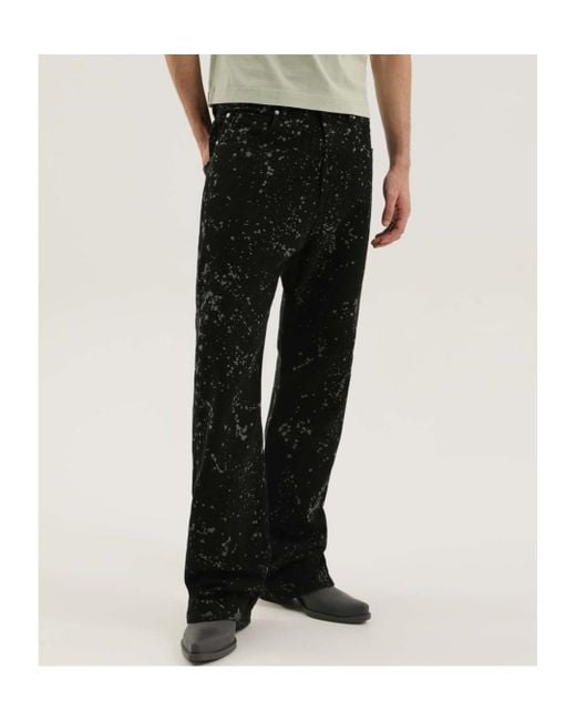 1989 STUDIO Black Paint-Splatter Wide-Leg Jeans for men