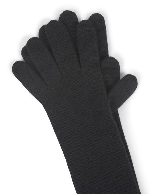 Saint Laurent Black Logo Patch Ribbed Knit Gloves