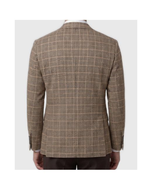 Lardini Brown Feeling Checked Single-Breasted Blazer for men