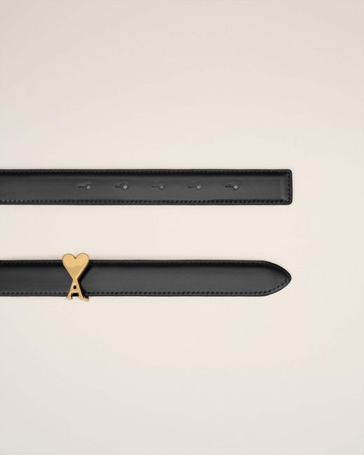 AMI White Ami De Coeur Logo Plaque Buckle Belt
