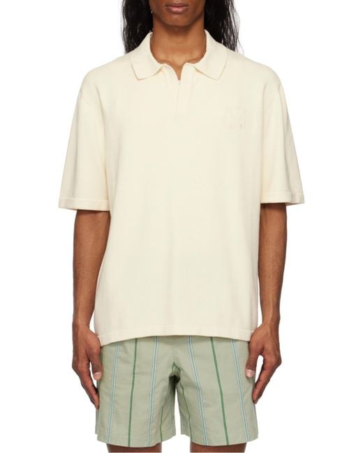 Maison Kitsuné White Maison Kitsuné Bold Fox Head Knit Polo Shirt for men