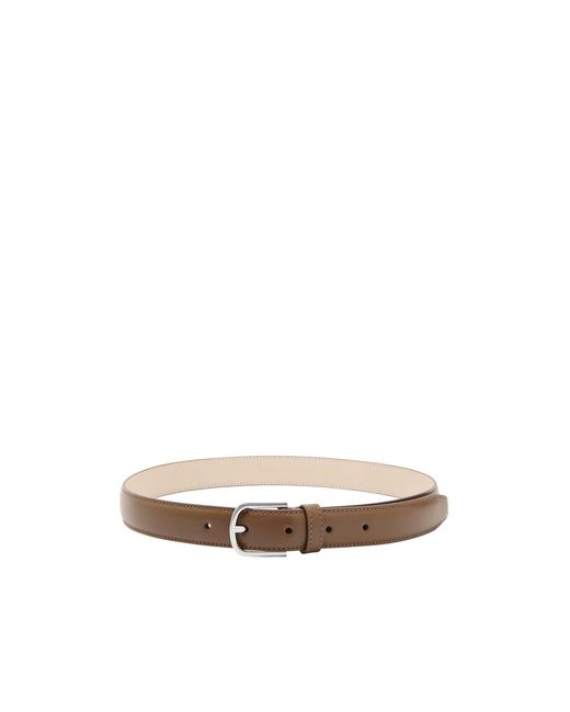 Totême  White Solid Color Slim Leather Belt