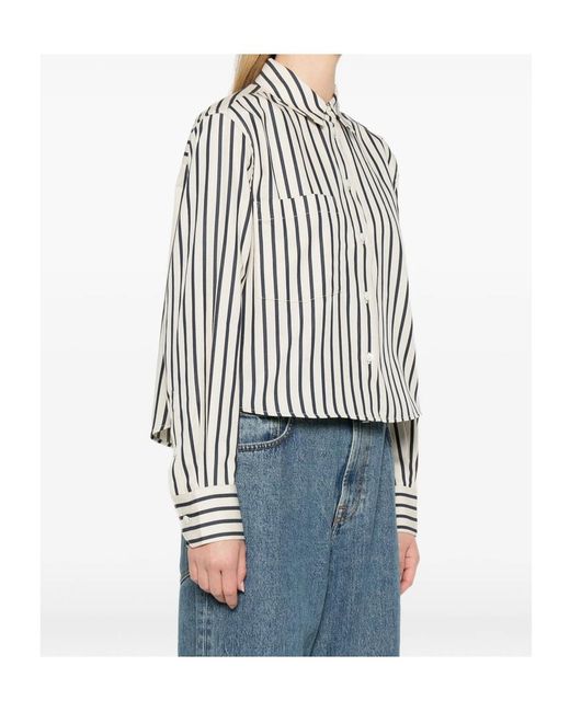 Anine Bing White Striped Pocket Shirt
