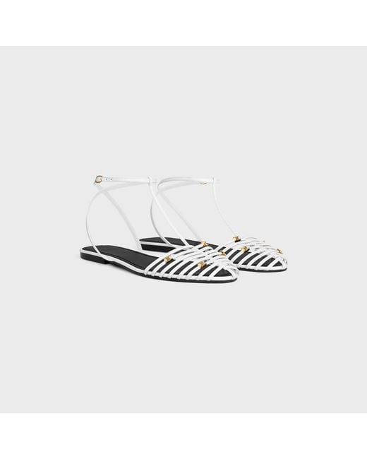 Céline White Cage Flat Sandal