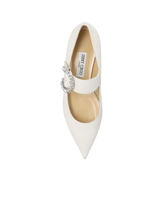 Jimmy Choo White Melva Pointed Toe Ballerina Shoes