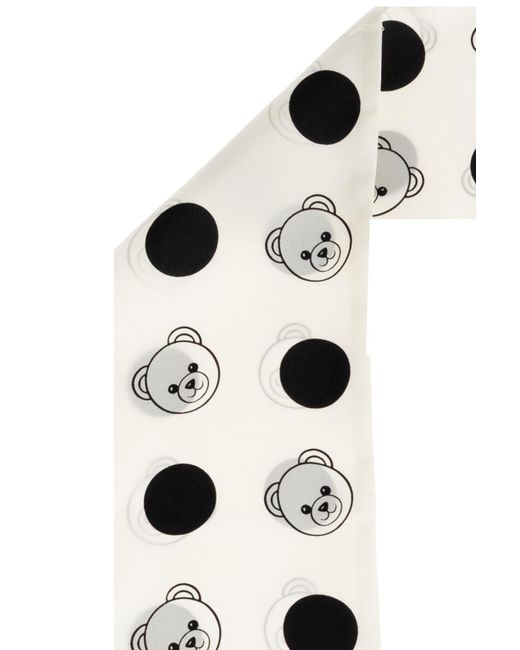 Moschino White Logo Print Polka Dot Scarf for men
