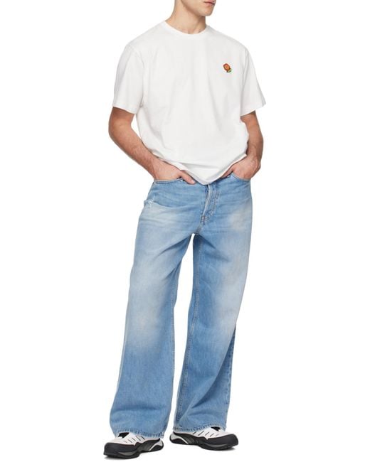 KENZO White Pop-Embroidered T-Shirt for men