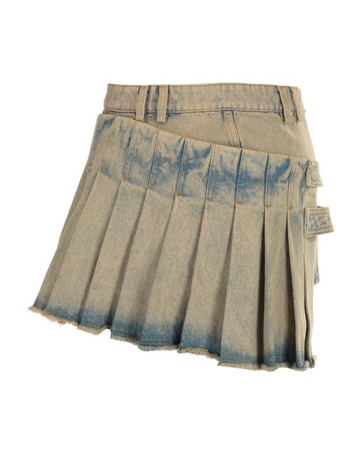 Balmain Natural Pleated Asymmetric Miniskirt