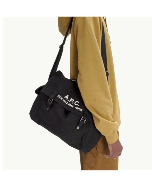 A.P.C. Black Recuperation Foldover Messenger Bag for men