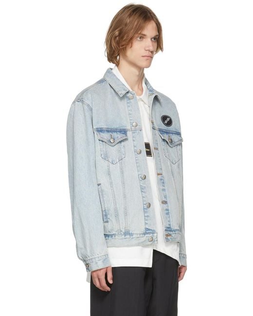 we11done Blue Logo-Patch Denim Jacket for men