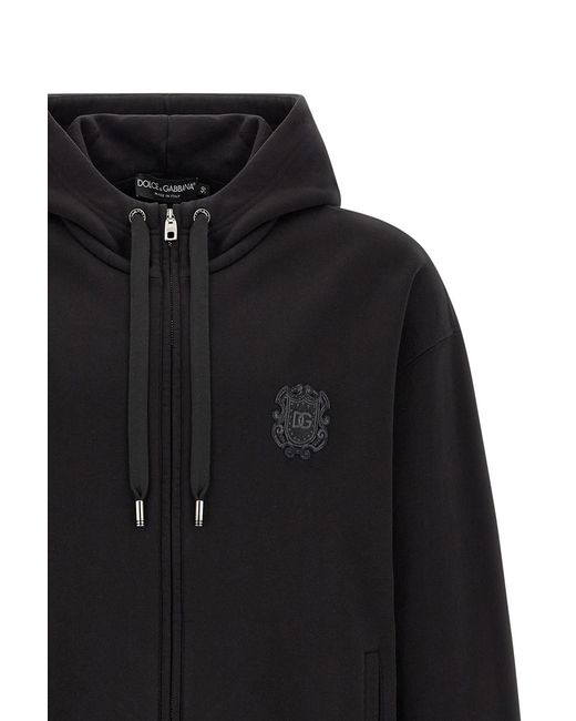 Dolce & Gabbana Black Coat Of Arms Logo Hoodie for men
