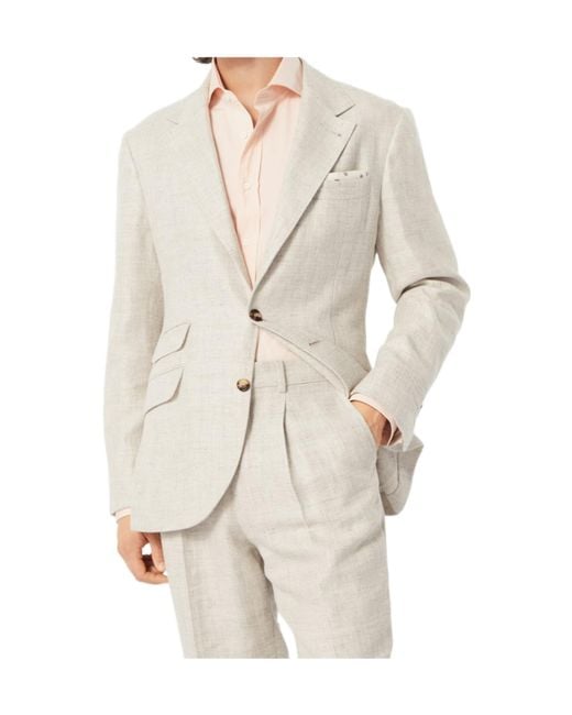 Brunello Cucinelli White Single-Breasted Tailored Blazer for men