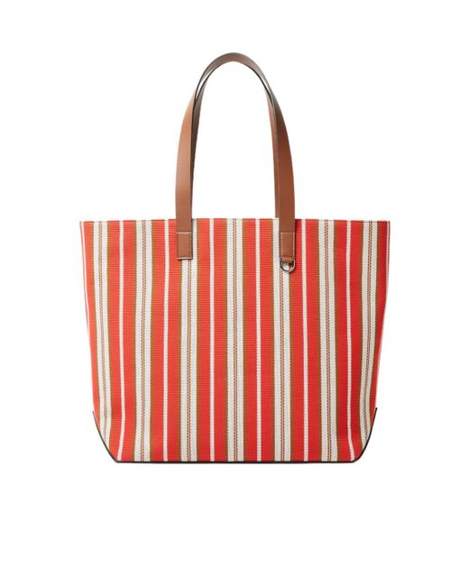 Fendi Red Logo Printed Striped Medium Tote Bag for men