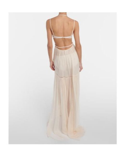 Nensi Dojaka White Bridal Silk Chiffon Gown