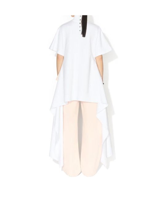 Alaïa White Alaïa High-Neck Draped-Hem Top