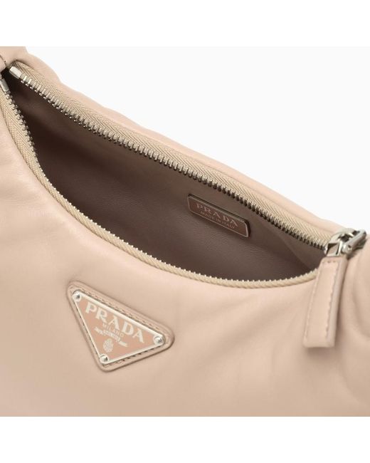 Prada Natural Logo Plaque Chain-Linked Shoulder Bag
