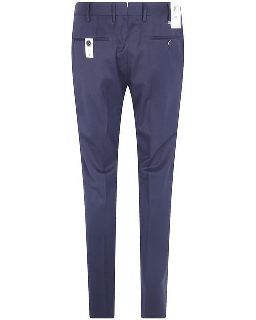 Pt Pantaloni Blue Casual Trousers With Belt Loops for men