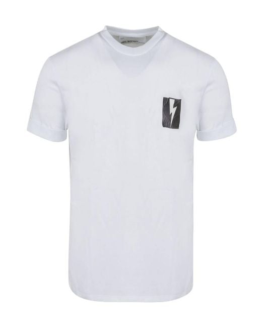 Neil Barrett White Flag Bolt Cotton T-Shirt for men