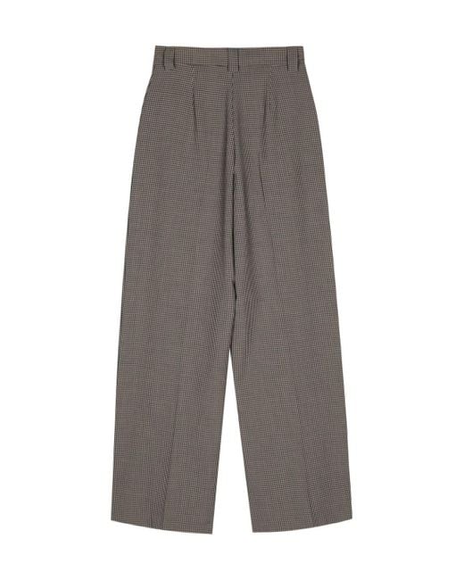 Alysi Gray Houndstooth Wide-Leg Trousers